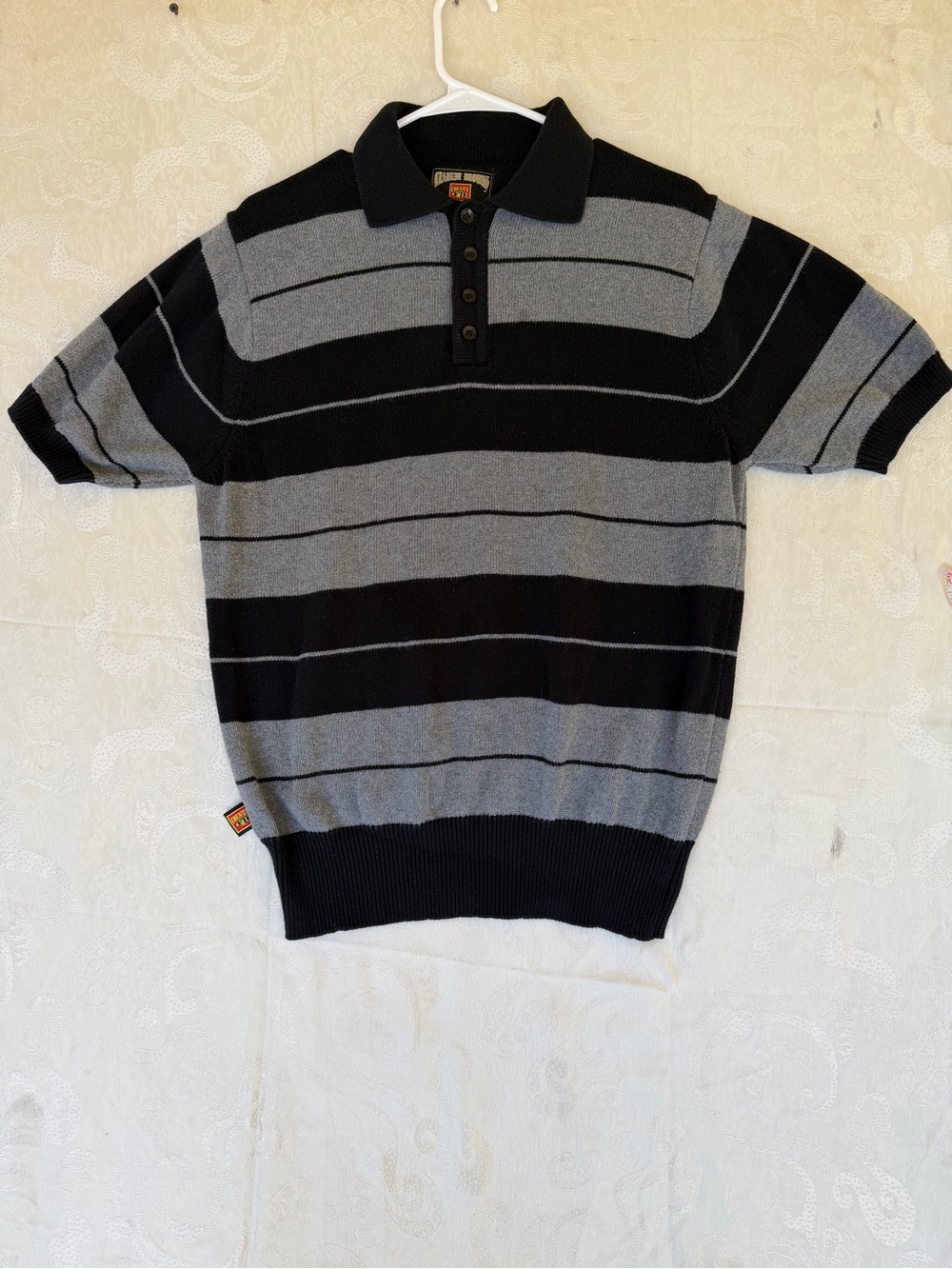 Charlie Brown FB County Men's Short-Sleeve Striped Polo in Black and Gray
